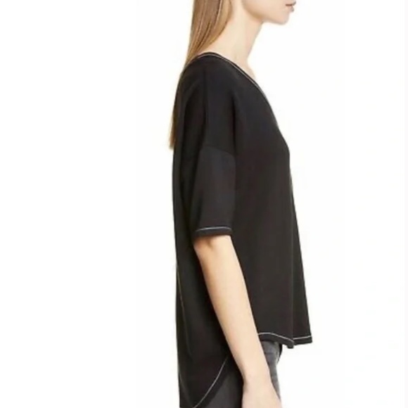 NWT $125 Rag + Bone Marlon Black Tee with Contrast White Stitching - size XXS! - Picture 3 of 9